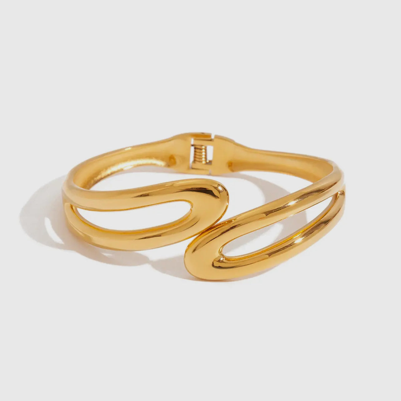 Gold Wave Cuff Bangle Bracelet (waterproof)